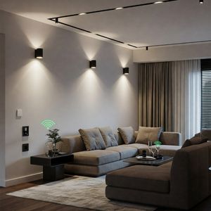 Casa domotica con punti luce e placche moderne